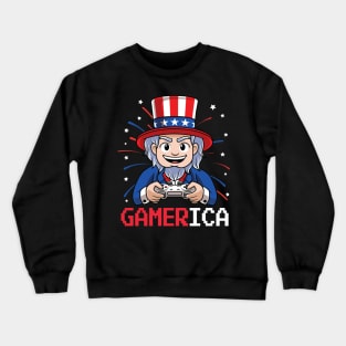 4th of July Uncle Sam Video Gamer Crewneck Sweatshirt